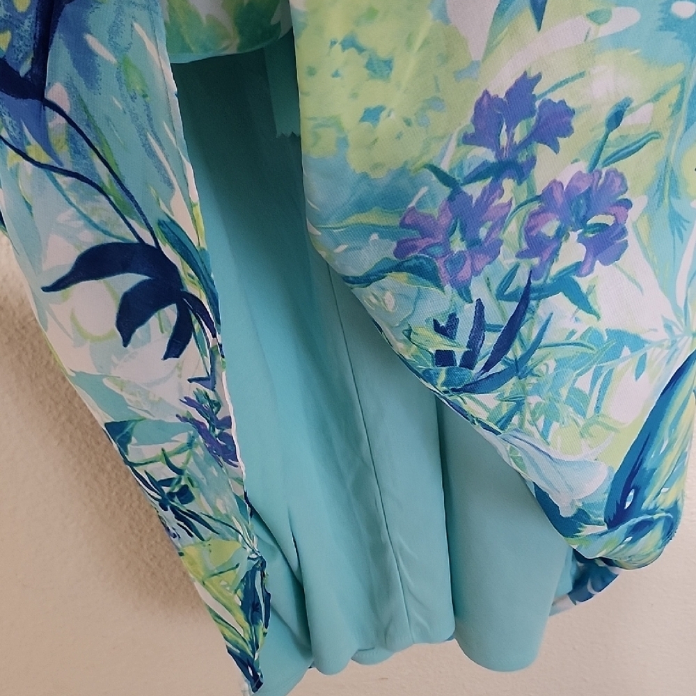 Floral Sleeveless Dress - Blue and Green - Picture 10 of 12